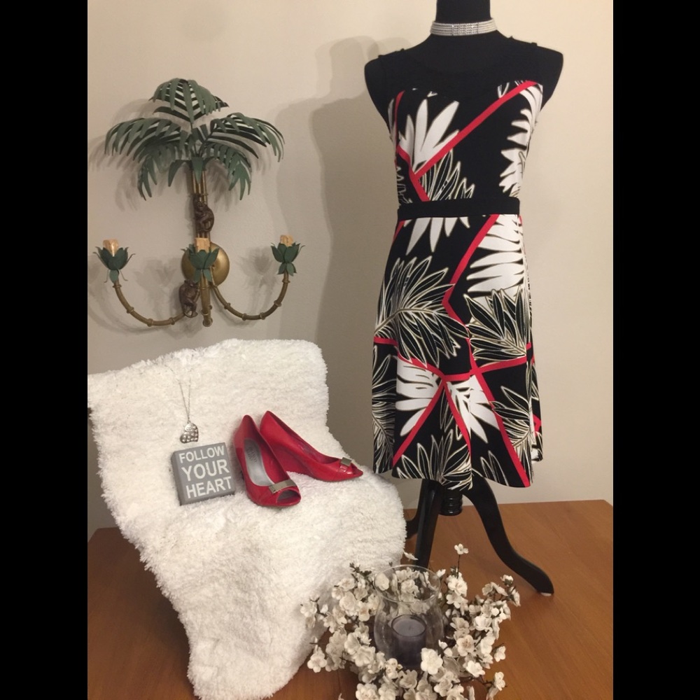 Enfocus Studio Dress Black,Red,White Sz 8